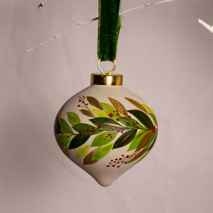 Festive Botanicals Retro shaped Ceramic Ornament