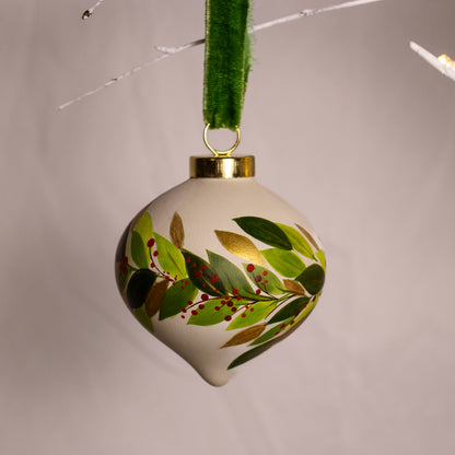 Festive Botanicals Retro shaped Ceramic Ornament