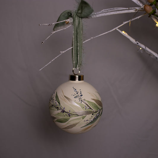 Winter Sage Botanicals Large Round Shaped Ceramic Ornament