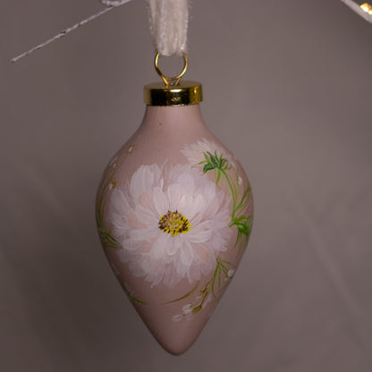 Cosmos in Blush Icicle Shaped Ceramic Ornament