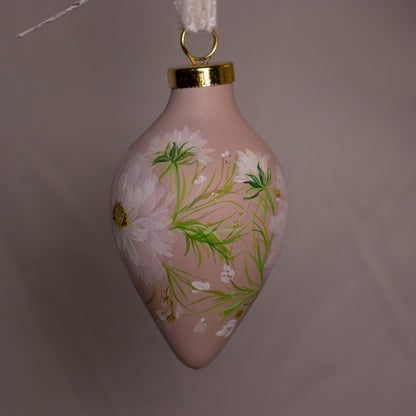 Cosmos in Blush Icicle Shaped Ceramic Ornament