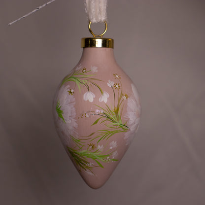 Cosmos in Blush Icicle Shaped Ceramic Ornament