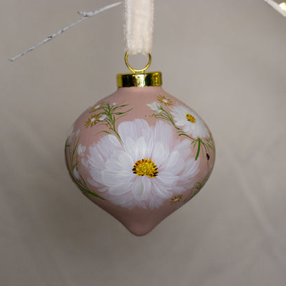 Cosmos in Blush Retro Shaped Ceramic Ornament