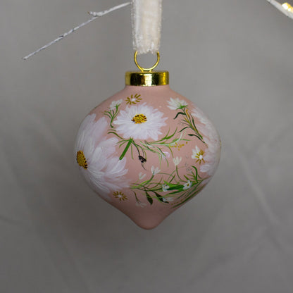 Cosmos in Blush Retro Shaped Ceramic Ornament