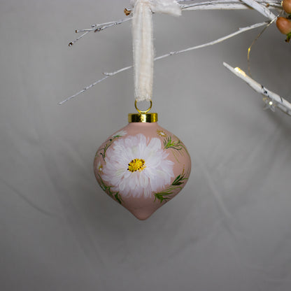 Cosmos in Blush Retro Shaped Ceramic Ornament