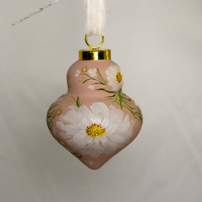 Cosmos in Blush Finial Shaped Ceramic Ornament