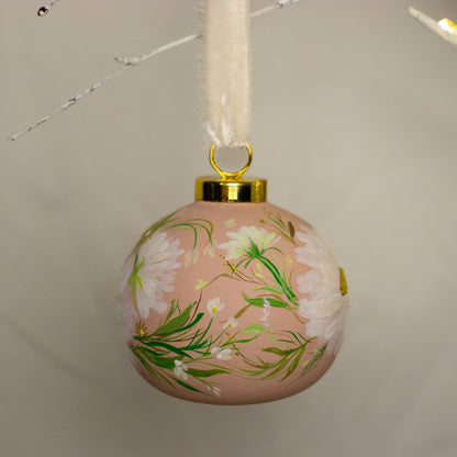 Cosmos in Blush Round Shaped Ceramic Ornament