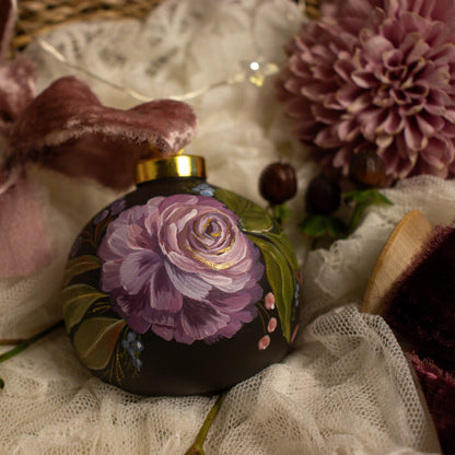 Dusty Rose in Nocturne Round Shaped Ceramic Ornament