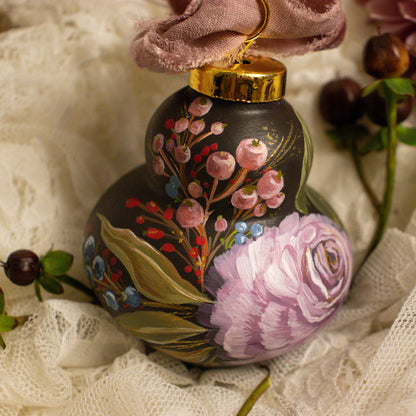 Dusty Rose in Nocturne Finial Shaped Ceramic Ornament