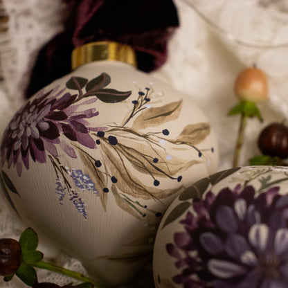 Black Cherry Dahlias Retro Shaped Ceramic Ornament