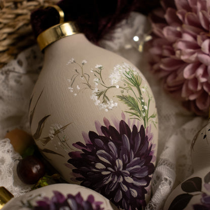 Black Cherry Dahlias Icicle Shaped Ceramic Ornament