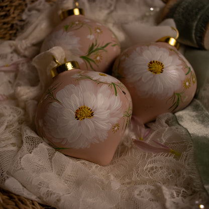 Cosmos in Blush Retro Shaped Ceramic Ornament