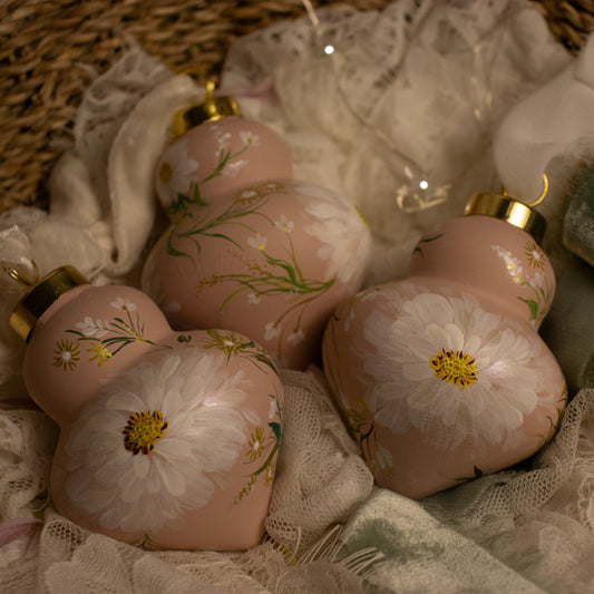 Cosmos in Blush Finial Shaped Ceramic Ornament