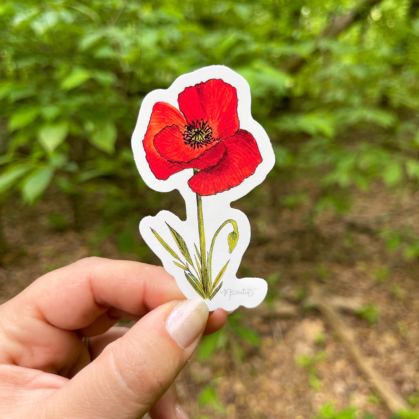 Poppy Flower Vinyl Sticker