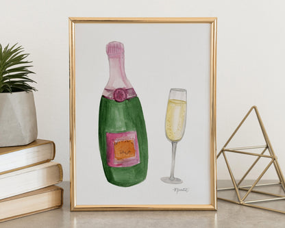 Pop the Bubbly Champagne Watercolor Art Print