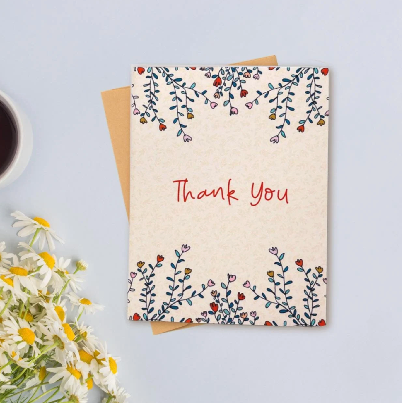 Thank you Boho Flowers Greeting Card