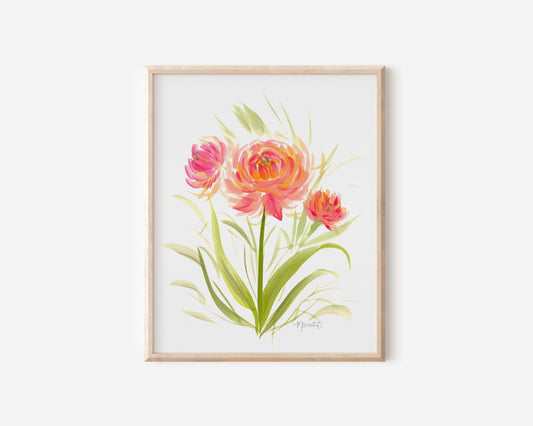 Tulip Peony Study No. 1 Watercolor Botanical Print
