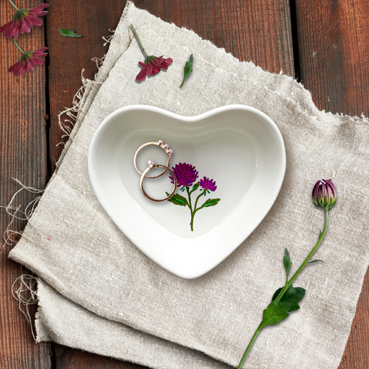 November Birth Flower Trinket Dish- Chrysanthemum