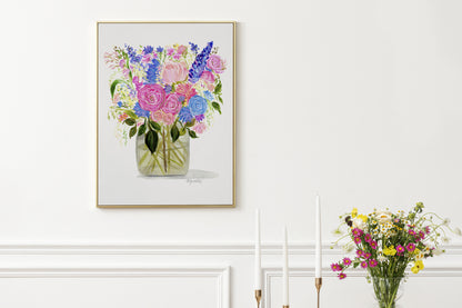 Pastel Pretties Blooming Bouquet Watercolor Print