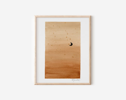 Copper Moon Watercolor Art Print