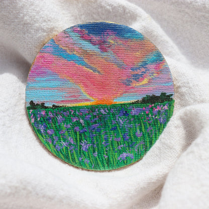 Cosmic Sunset Painted Landscape Magnet