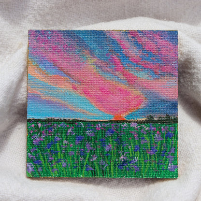 Cosmic Sunset Painted Landscape Magnet