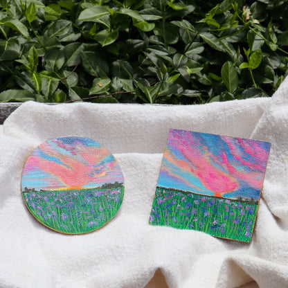 Cosmic Sunset Painted Landscape Magnet