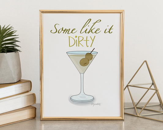 Some Like It Dirty Martini Cocktail Watercolor Art Print