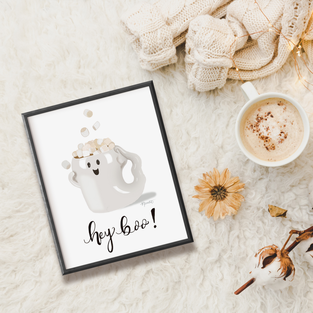 Hey Boo Ghost Mug Art Print