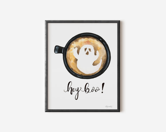 Hey Boo Latte Art Print