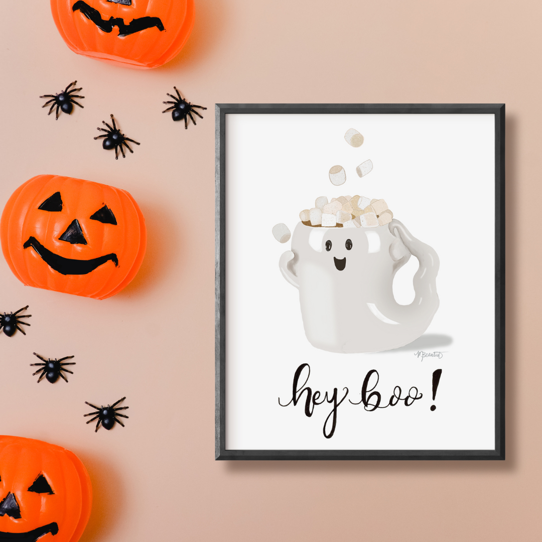 Hey Boo Ghost Mug Art Print