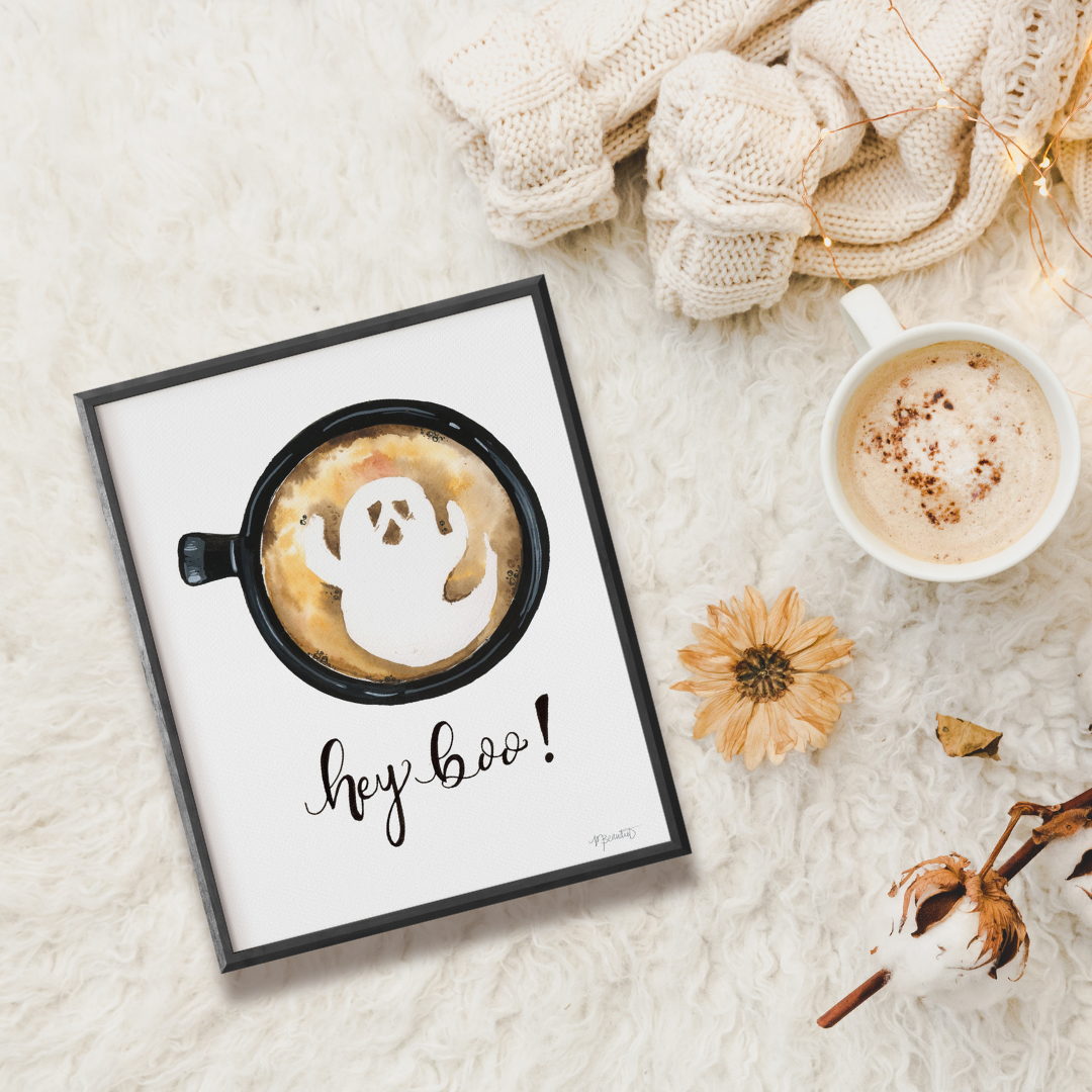 Hey Boo Latte Art Print