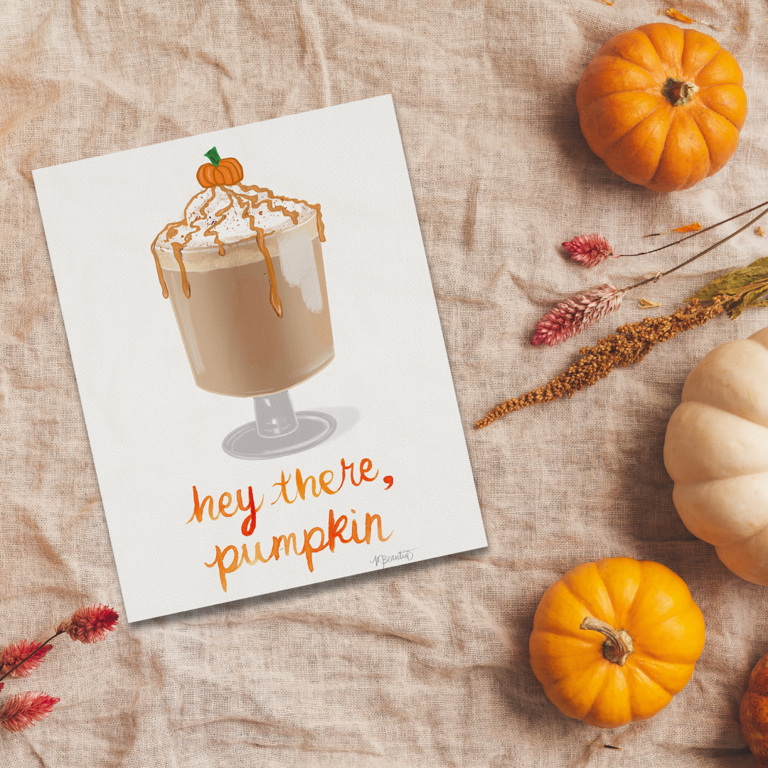 Hey There Pumpkin Watercolor Art Print