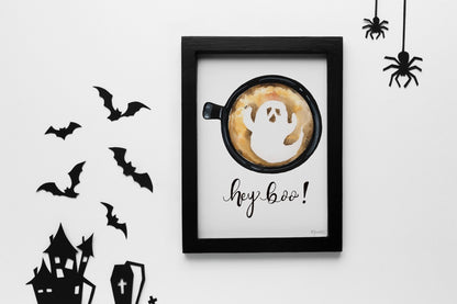 Hey Boo Latte Art Print
