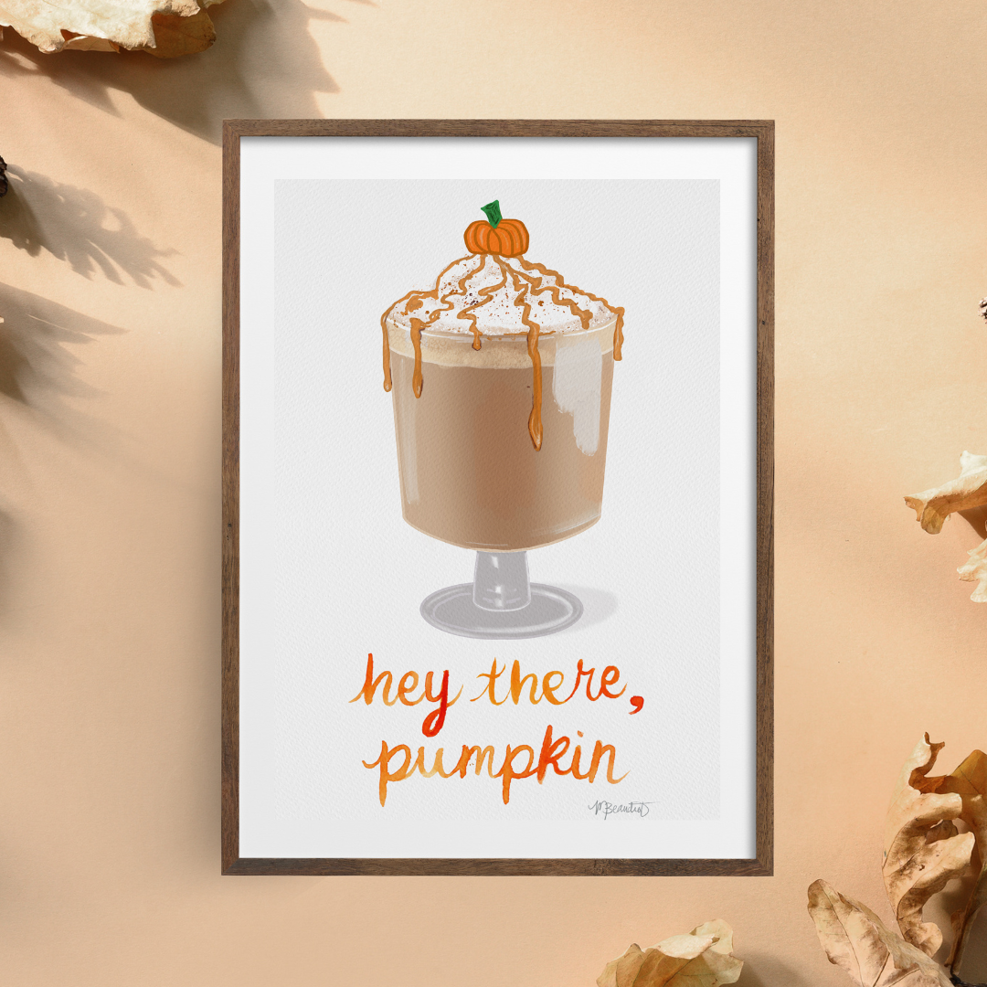 Hey There Pumpkin Watercolor Art Print