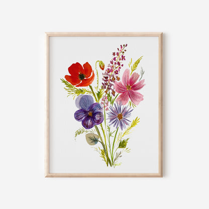 Custom Family Birth Flower Bouquet – Hand-Painted Watercolor