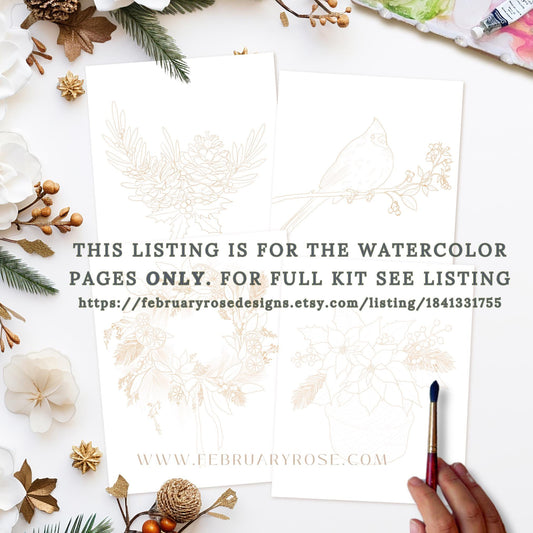 Winter Wonders Watercolor Coloring Pages ONLY, Coloring Pages, Watercolor Pages, Coloring Book, Christmas Coloring Pages