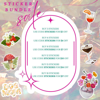 Disco Flowers Sticker, Waterproof Vinyl Sticker, Disco Ball, Flower Sticker, Retro, Pink Flowers