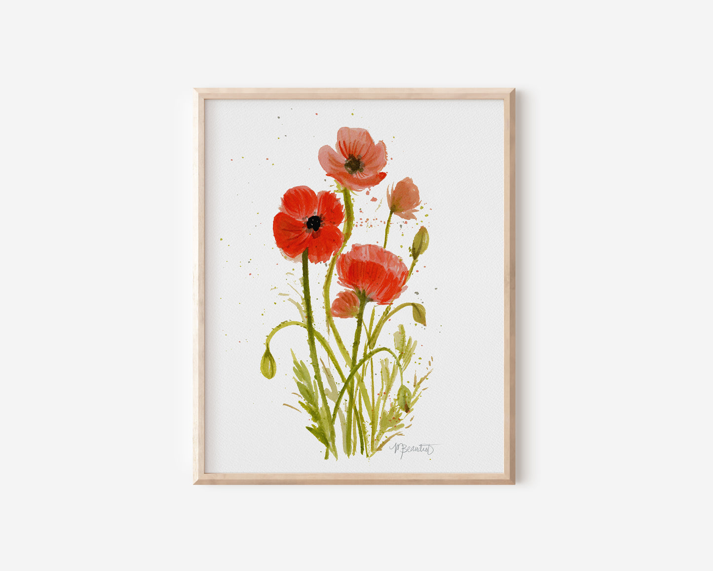 Loose Poppy Bouquet with Dancing Stem No. 1: Set of 2 Prints