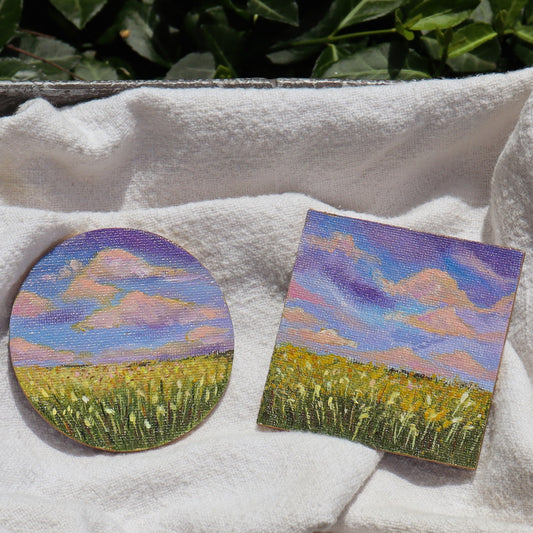 Lavender Harvest Painted Landscape Magnet