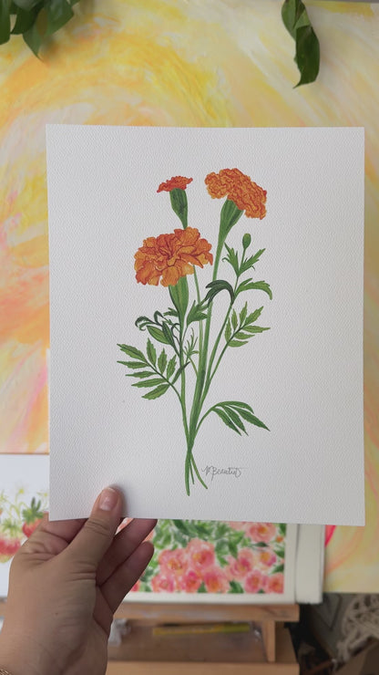 Marigold Watercolor Art Print