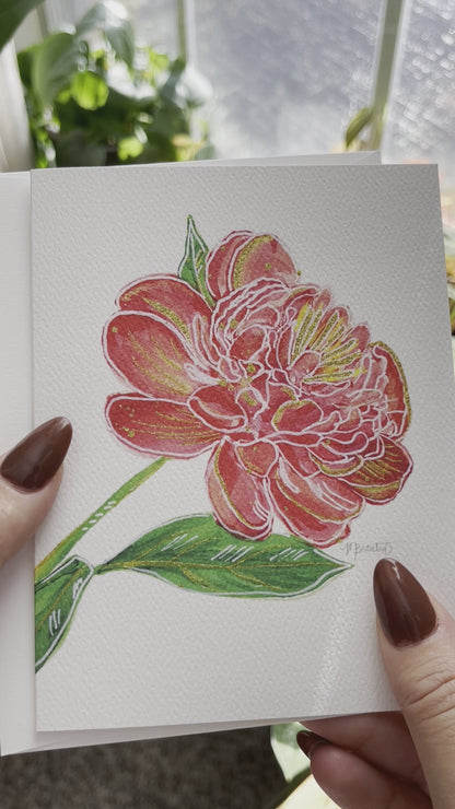 Peony Holiday Greeting Card