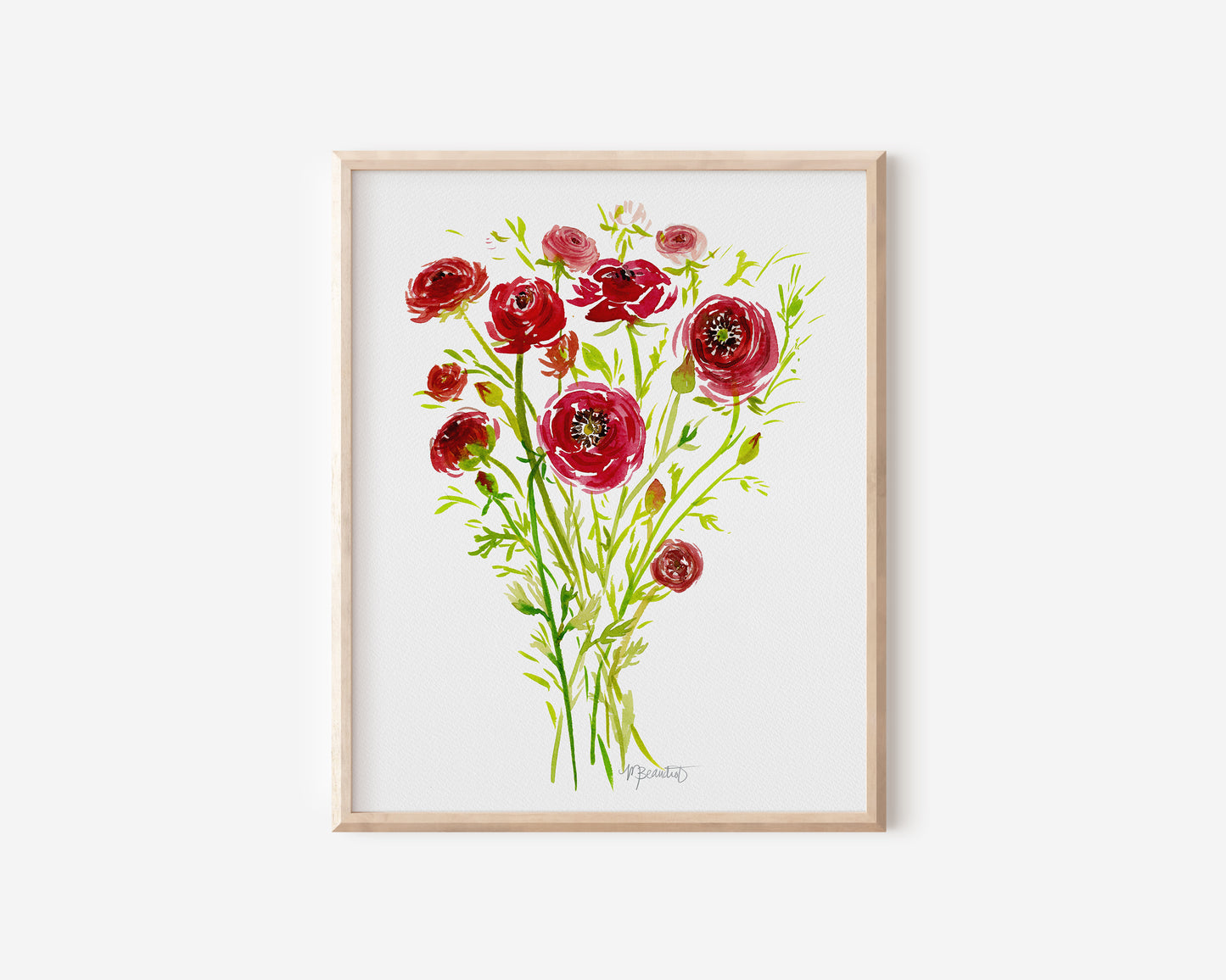 Ranunculus Bouquet Watercolor Print
