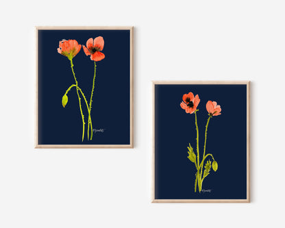Dancing Poppy Stem in Navy No. 1