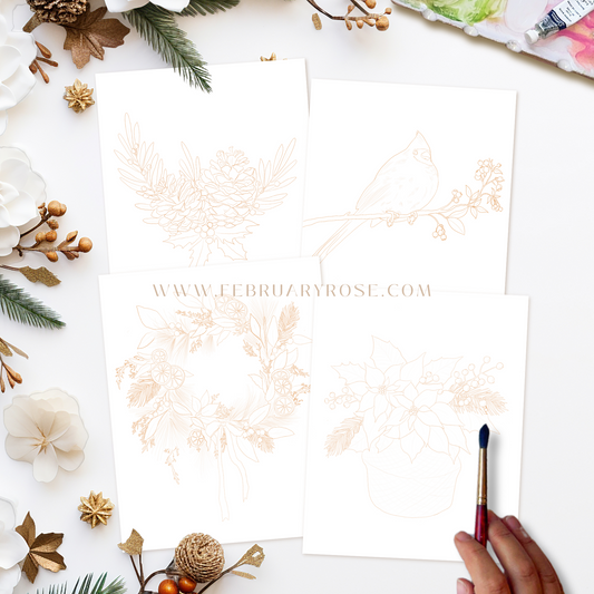 Winter Wonders Watercolor Coloring Pages