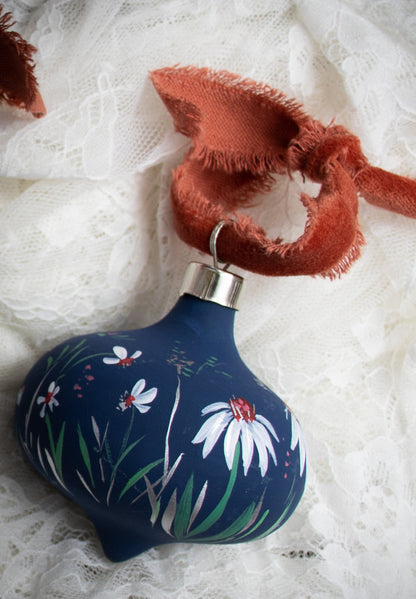 Daisies at Midnight Retro Ornament