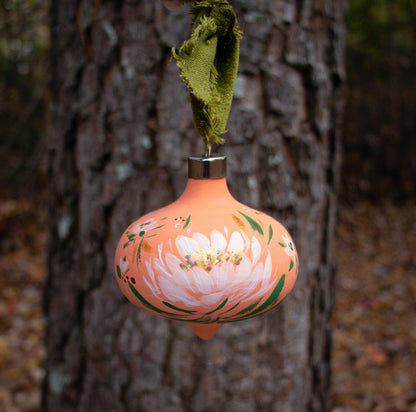 Magnolias on Sherbert Retro Ornament