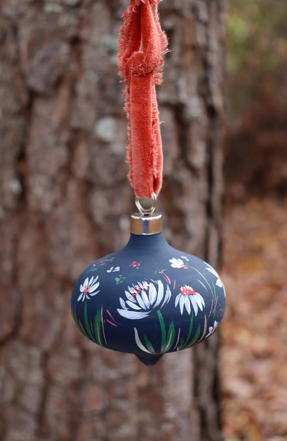 Daisies at Midnight Retro Ornament