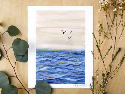 Sea Gaze Watercolor Art Print