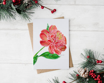 Peony Holiday Greeting Card